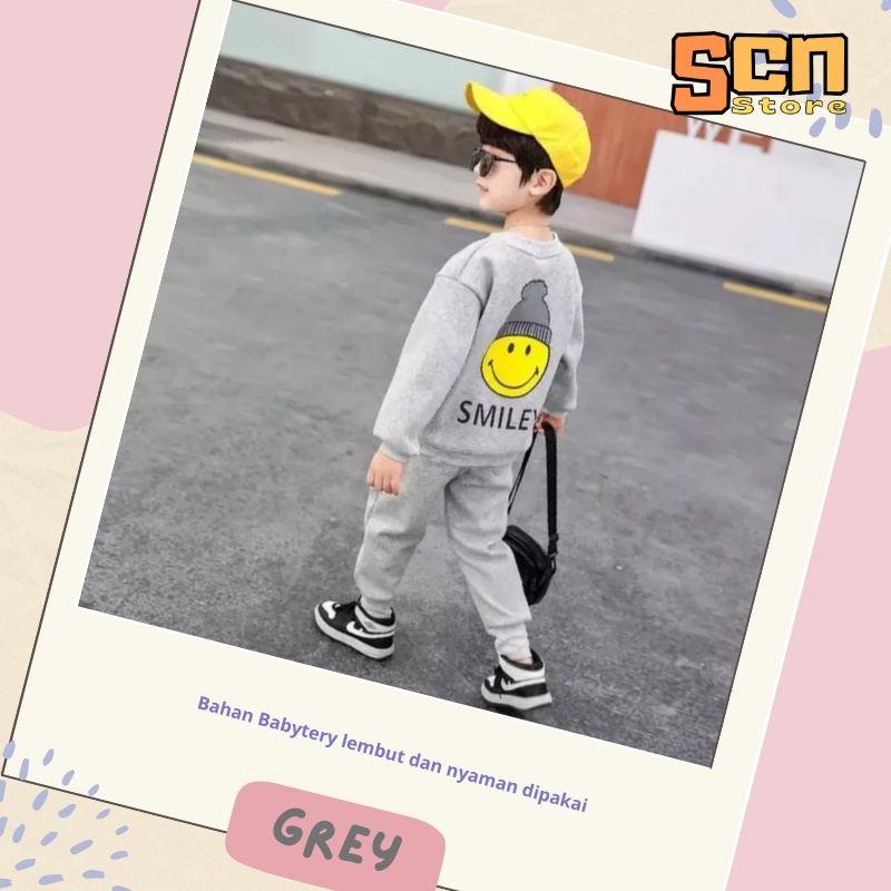 SCN STORE Setelan Sweater Anak Usia 1-6 Tahun SMILE