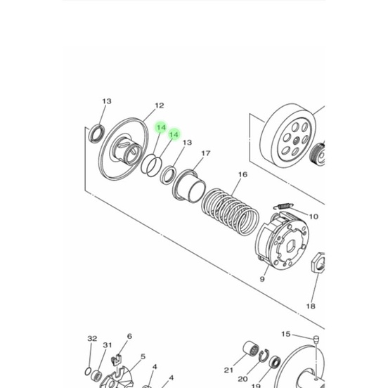 karet oring pully puli secondary cvt xeon karbu original ygp 44D-E7465-10