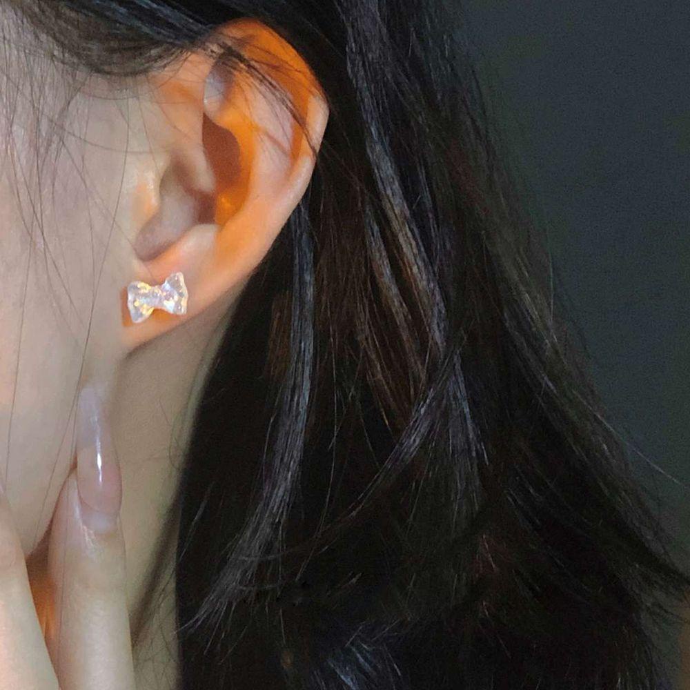 MXBEAUTY Anting Busur Manis Geometri Sederhana Warna Jelly Musim Semi Gadis Wanita Stud Earrings