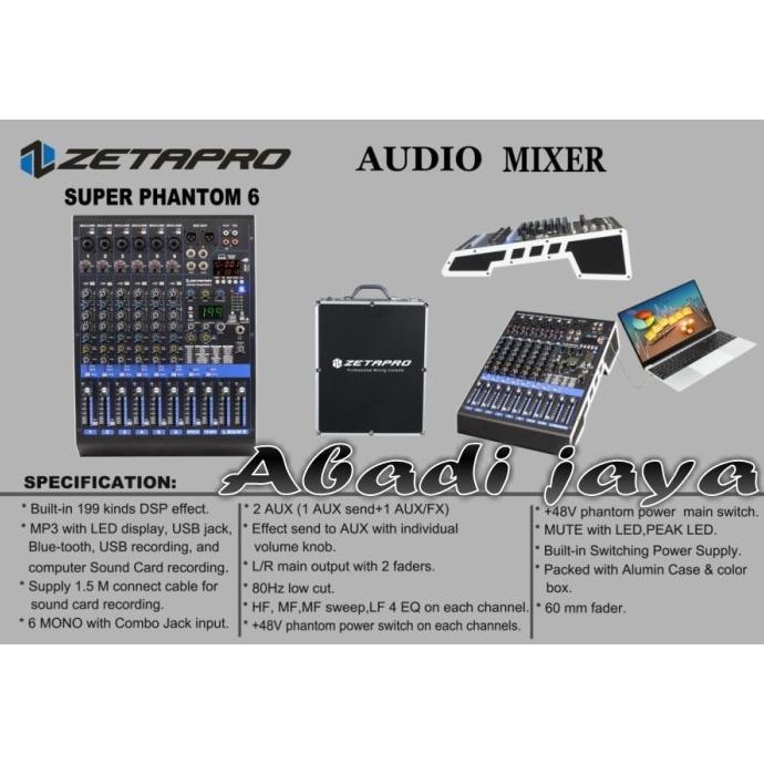 mixer zetapro super phantom 6 6 channel original FREE KOPER
