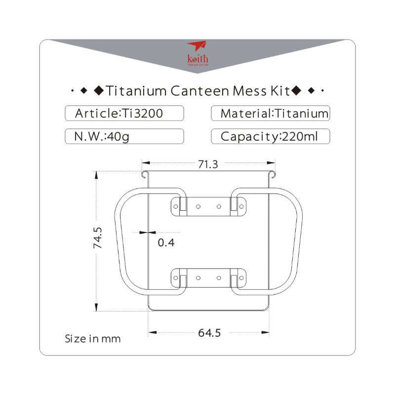 Keith titanium Ti3200 220ml mug with folding gelas cangkir Ultralight ngopi