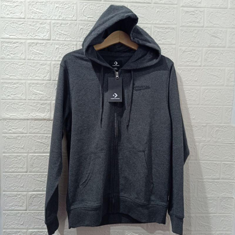 Jaket Hoodie Zipper Converse Original Dark Grey