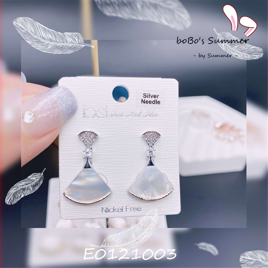 Anting Kipas Opal Korea Elegan Tusuk Silver 925 Aksesoris Pesta Premium