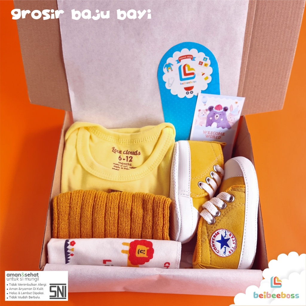 HAMPERS KADO BAYI LAKI LAKI DAN PEREMPUAN BABY GIFT-paket moon kuning