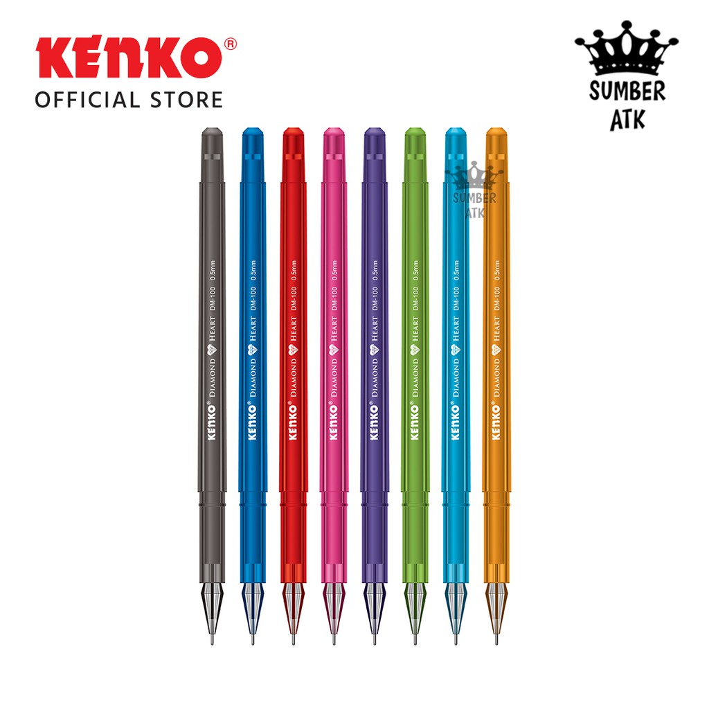 

Pena / Pulpen KENKO GEL PEN DM-100S8 Diamond Heart Mix 8 Colors (One Card) - 1 SET