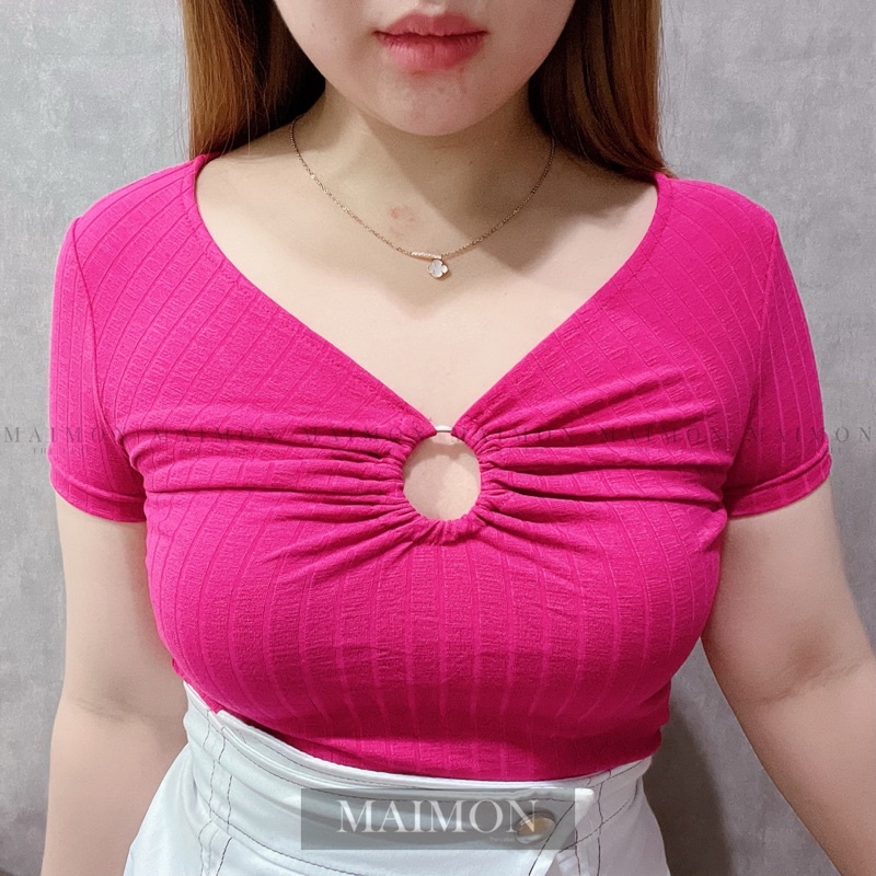 Ring Front Vneck Blouse | Atasan Wanita Korean Fashion | Maimon Grosir