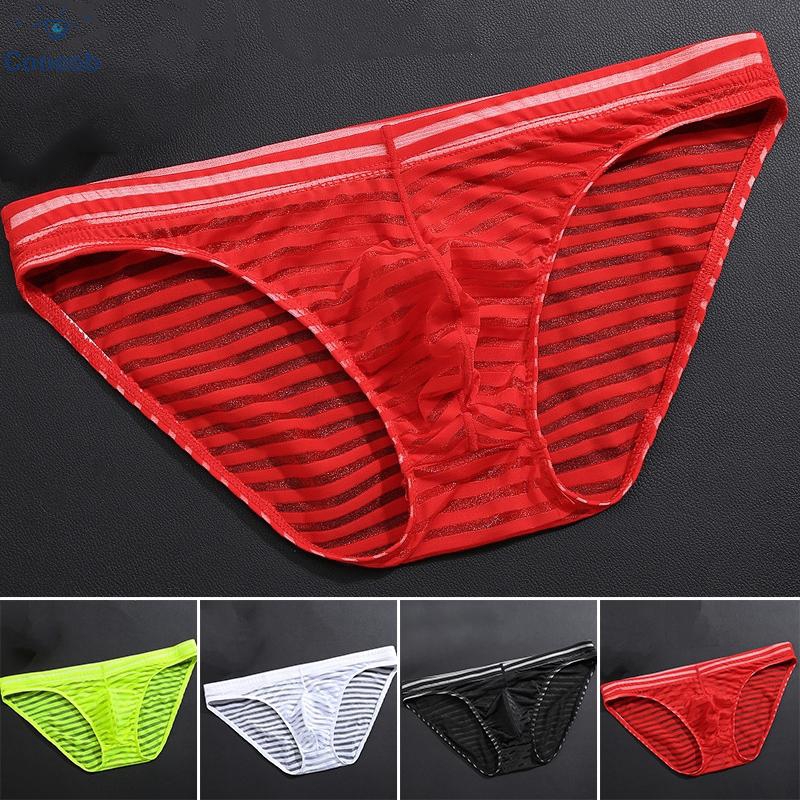  Celana  Dalam  Pria  Model Boxer Brief Motif  Garis Bahan Mesh 