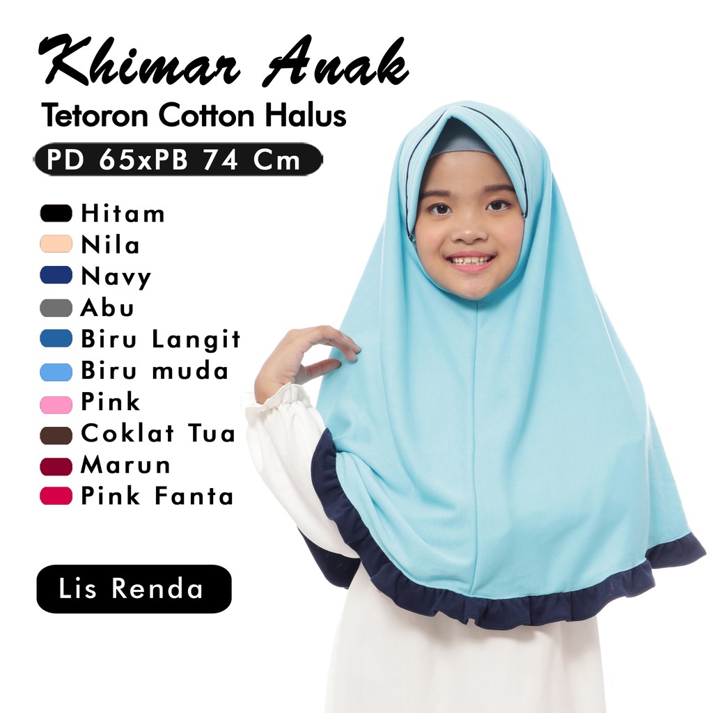 Khimar anak polos Bergo renda daily jilbab instan bahan adem kerudung remaja hijab pad anak sekolah