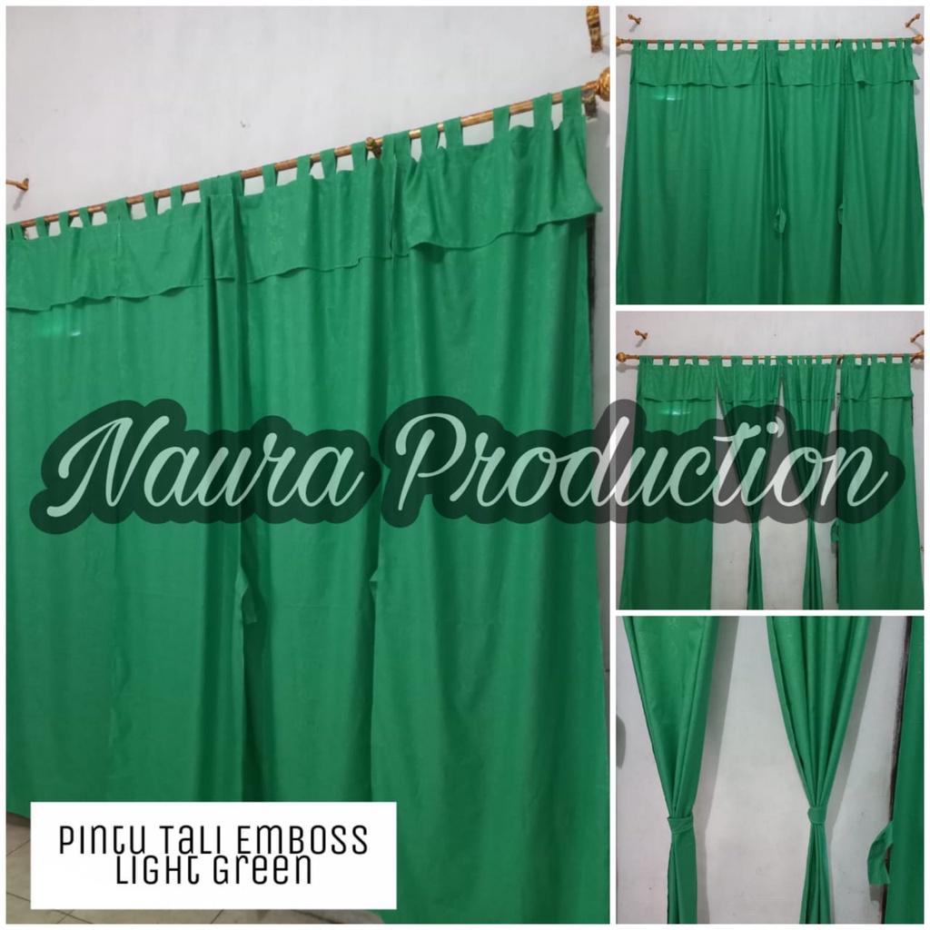 (COD) Gorden Pintu / Hordeng Pintu Polos Bisa Juga Jendela Polos Emboss Warna Hijau Tosca