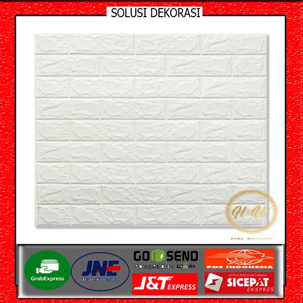 Wallpaper Dinding 3D - Wallpaper Dinding Bata Putih - Wallstiker Foam Embos 3D