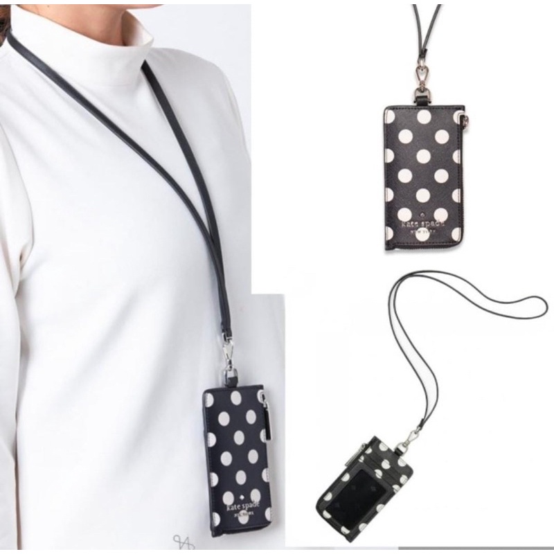 

Kate Spade KS Lanyard Staci Black Polka New Original