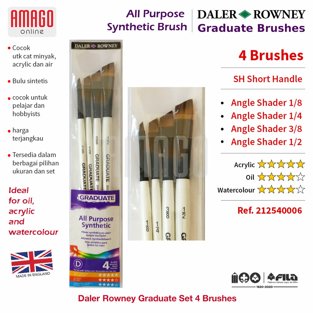 KUAS DALER ROWNEY ISI 4 - GRADUATE SYNTHETIC BRUSH - SHADER SET 4 - 212540006