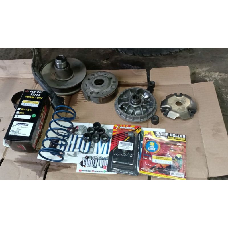 PROMO PAKET CVT 3 IN 1 BEAT FI ESP SCOOPY FI ESP BEAT STREET ESP VARIO KARBU 110 ILD VARIO KARBU 110 CBS SPACY FI/ PAKET ROLLER BRT BLACK DIAMOND BEAT FI PER CVT/SPRING CVT BEAT FI BEAT POP PER SENTRI KAMAPAS GANDA KAWAHARA 1500 RPM PER CVT 1000-2000 RPM