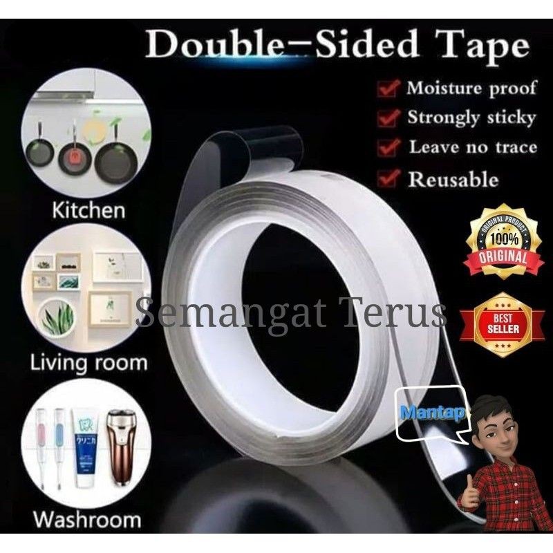 

DOUBLE TAPE ISOLASI /MAGIC TAPE 1M~3M~5Meter BENING MULTIFUNGSI/Tebal 2mm / Perekat Super Kuat