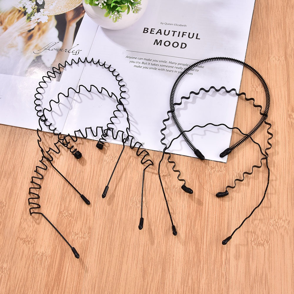 【COD Tangding】6pcs/set Black Metal Sports Hairband Headband Wave Alice Style Hair Band Headband