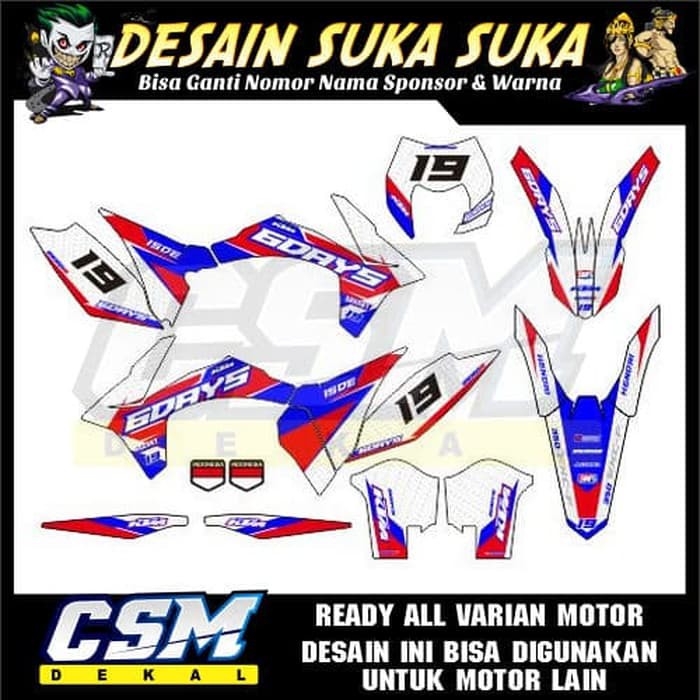 289 DEKAL DECAL MOTOR KTM 250 STIKER STICKER STRIPING BODY BIRU PUTIH MERAH L EL S SE