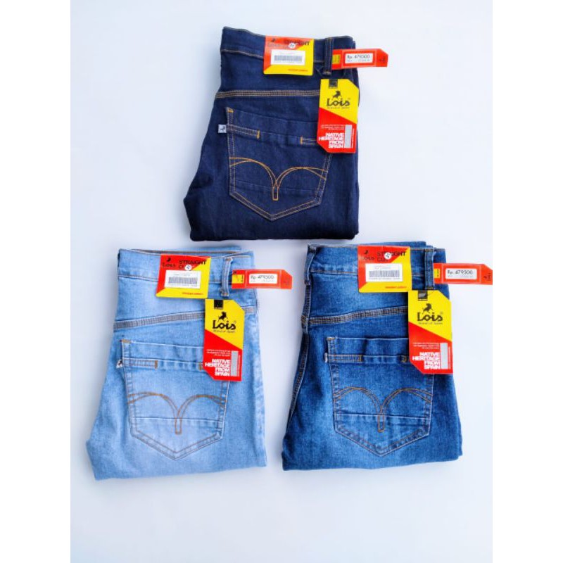 Celana Jeans Lois Pria, Slimfit, Stretch, Straight Cut