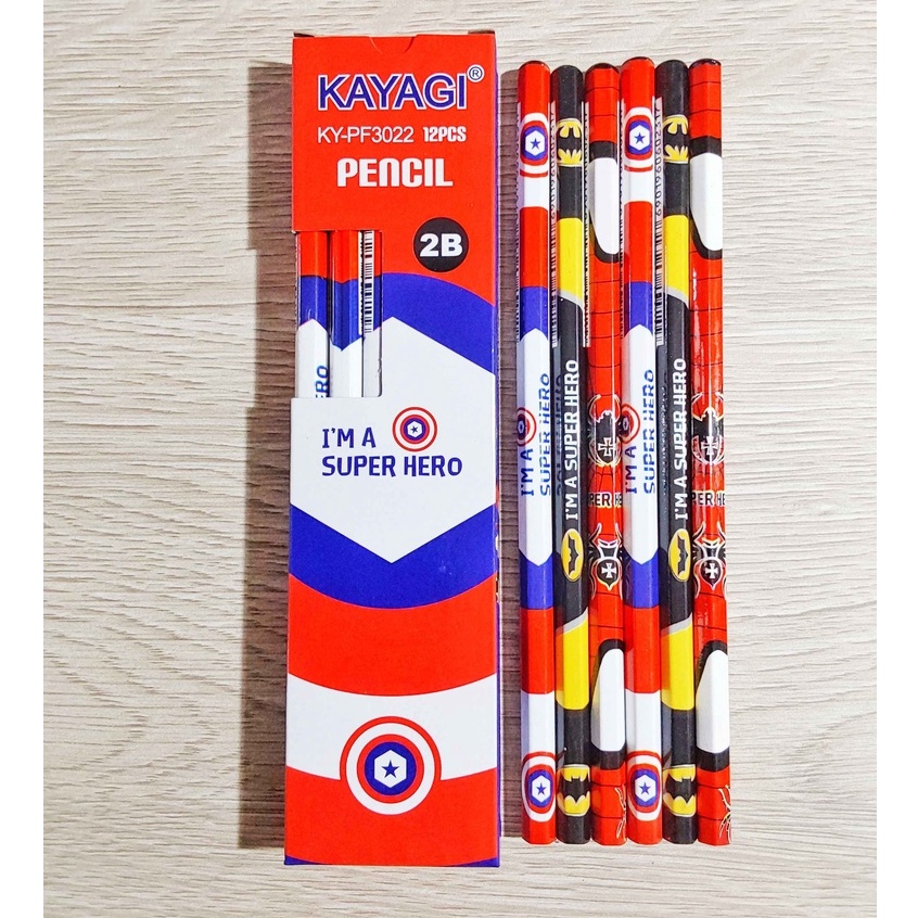 

(PAK) Pensil Kayagi 2B KY-PF3022 / Kayagi Motif Super Hero / 2B 1 Box 12 Pcs