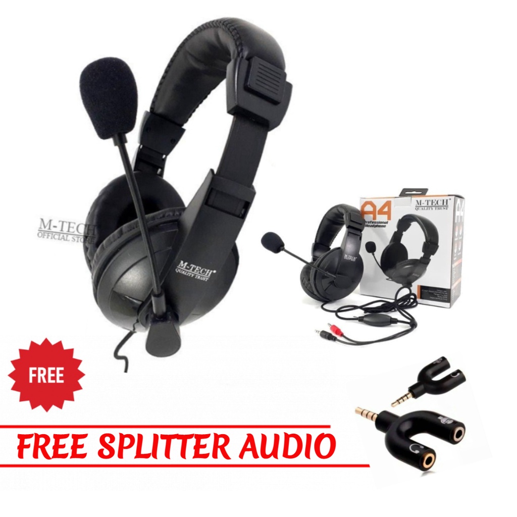 Trend-Headset Gaming M Tech A4 Jack 3.5mm Headphone headset stereo WITH SPLITER