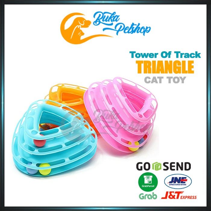 Mainan Kucing Tower Track Triangle 3 Susun Cat Toy 29 X 28,3 X 13,3 CM