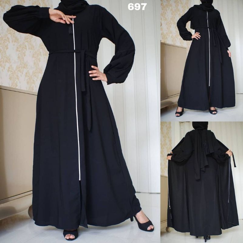 Abaya Gamis Maxi Dress 697 Arab Saudi Bordir Zephy Turki Umroh Dubai Turkey Dress pesta ziper Arsyi