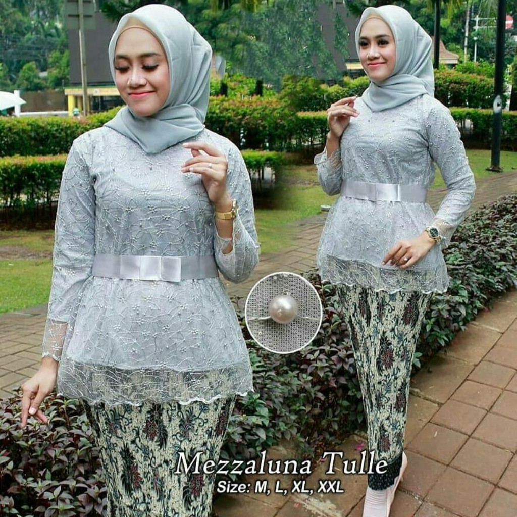 DRESS KEBAYA MEZZALUNA - SET KEBAYA TULLE MUTIARA - KEBAYA MODERN TERBARU - BAJU WANITA - PAKAIAN