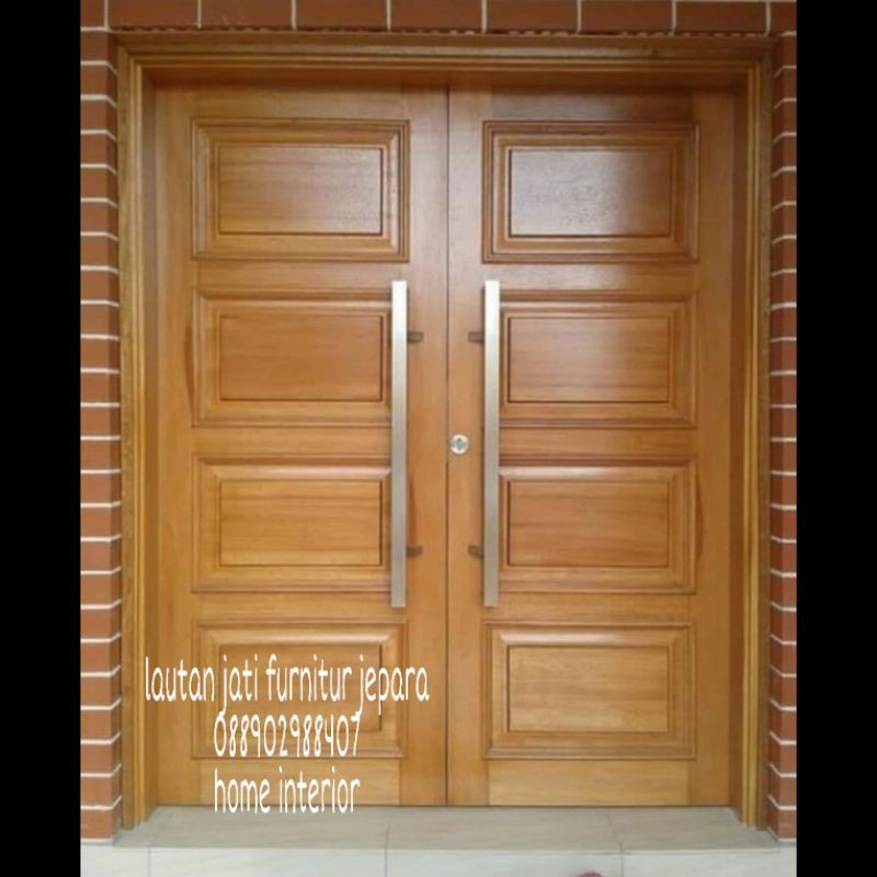 Jual pintu rumah kayu jati warna natural | Shopee Indonesia