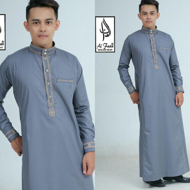 『MPD』 Jubah Gamis Bordir Pria Dewasa Al Faan Jubah Mewah Lengan Kancing