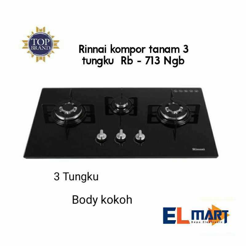 Rinnai Kompor Tanam 3 Tungku RI 713 N GB - 713 NGB 713NGB