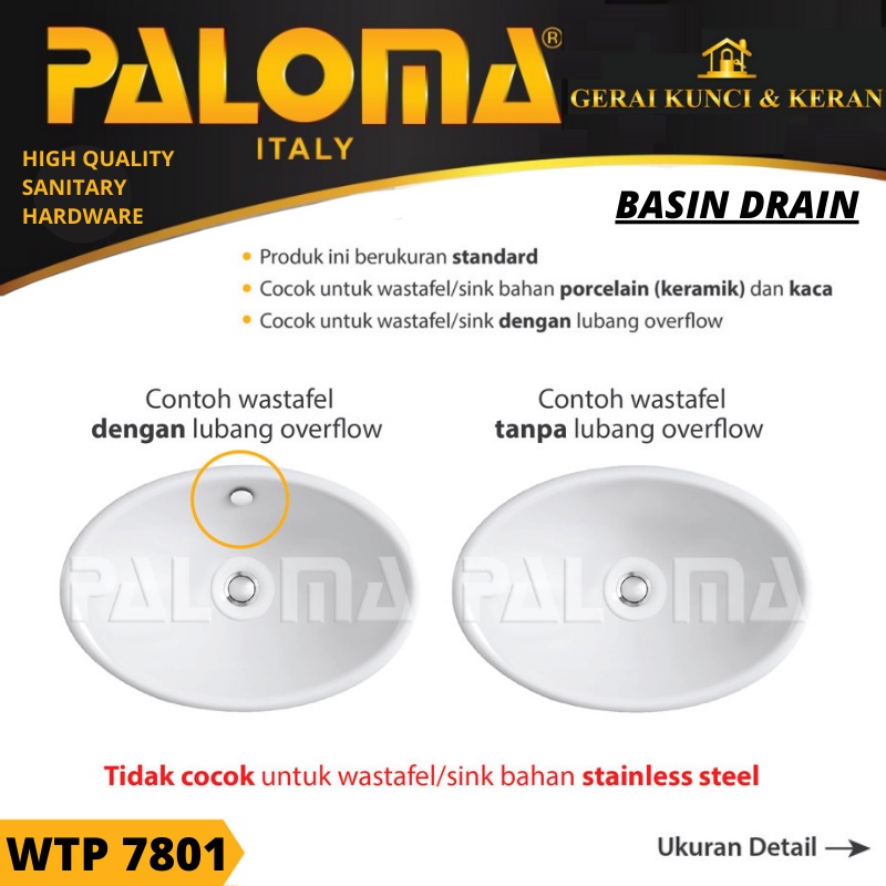 PALOMA WTP 7801 Afur Wastafel Kepala Sifon Pop Up Waste Avur Washtafel SATIN GOLD EMAS