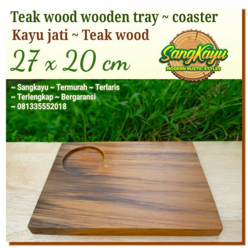 Wooden Tray ~ Coaster 27x20 cm tatakan nampan kayu jati teak wood tray