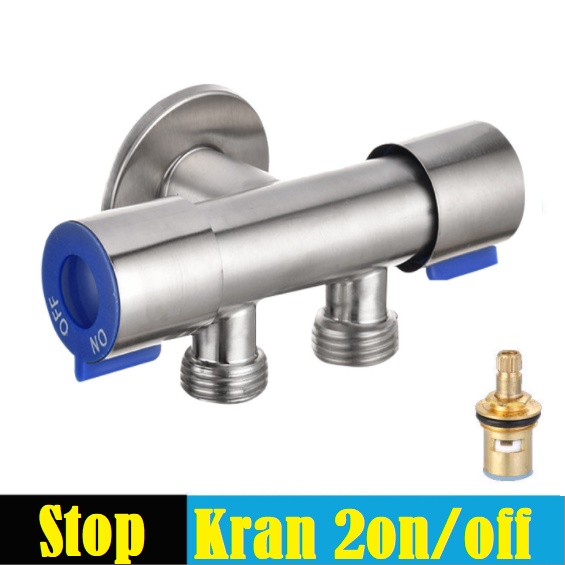 Stop Kran Cabang 2 On Off shower mandi/Wastafel/kloset/keran air dobel/Stop Kran Double On Off