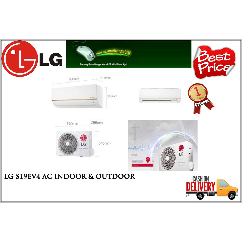 LG S19EV4 AC 2PK INVERTER INDOOR & OUTDOOR