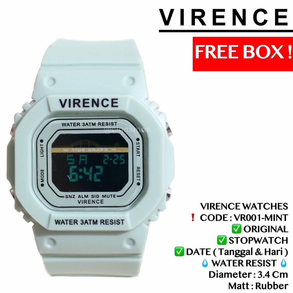 Jam tangan VIRENCE wanita Original anti air 3 meter garansi mesin 1 tahun free box model baby Gshock