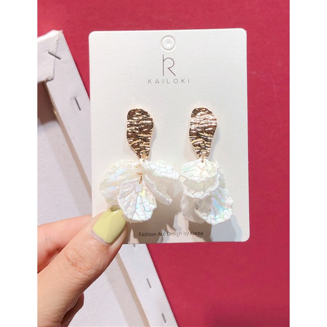 LRC Anting Tusuk Fashion White 925 Silver Needle Flower Earrings D06506