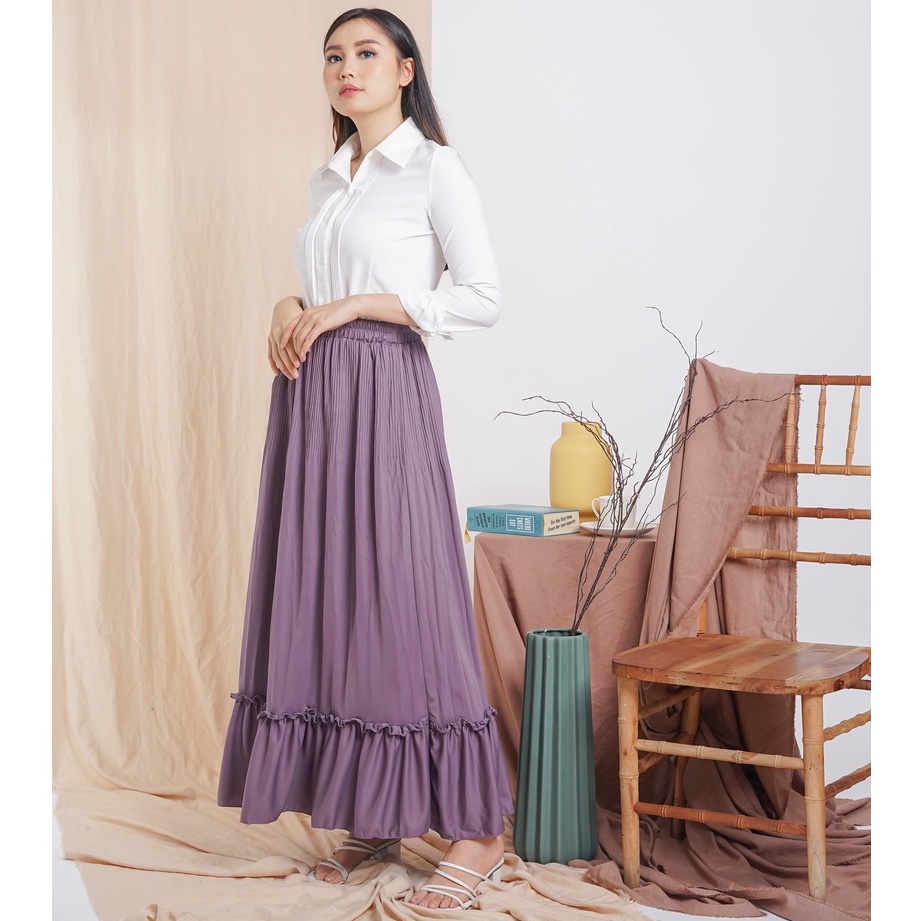 KYLA - ROK PLISKET SUSUN POLOS BAHAN HYGET PREMIUM