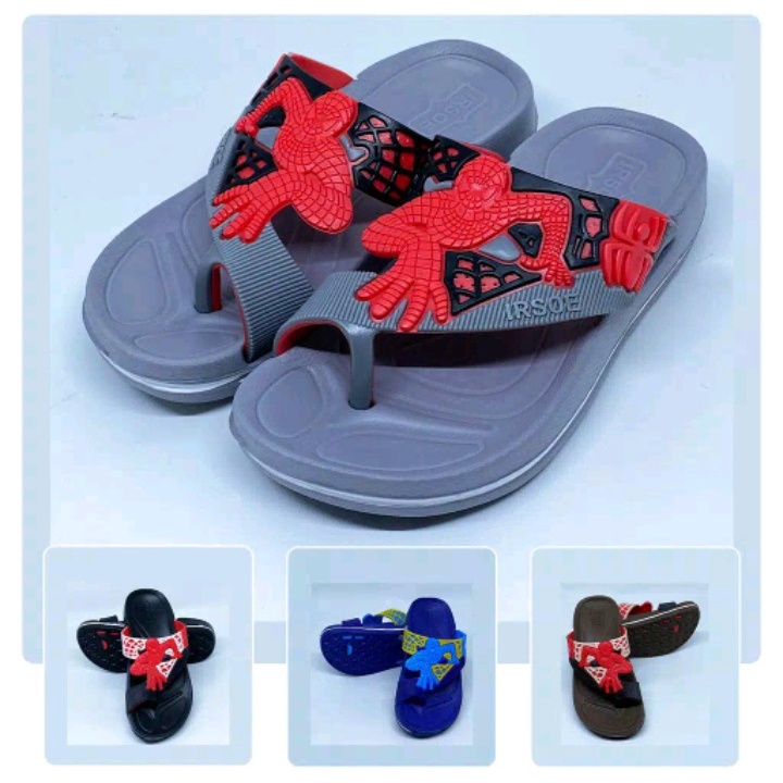 sandal anak usia tanggung -sandal jepit flat karet jelly karakter spiderman lucu .warna dikirim rand