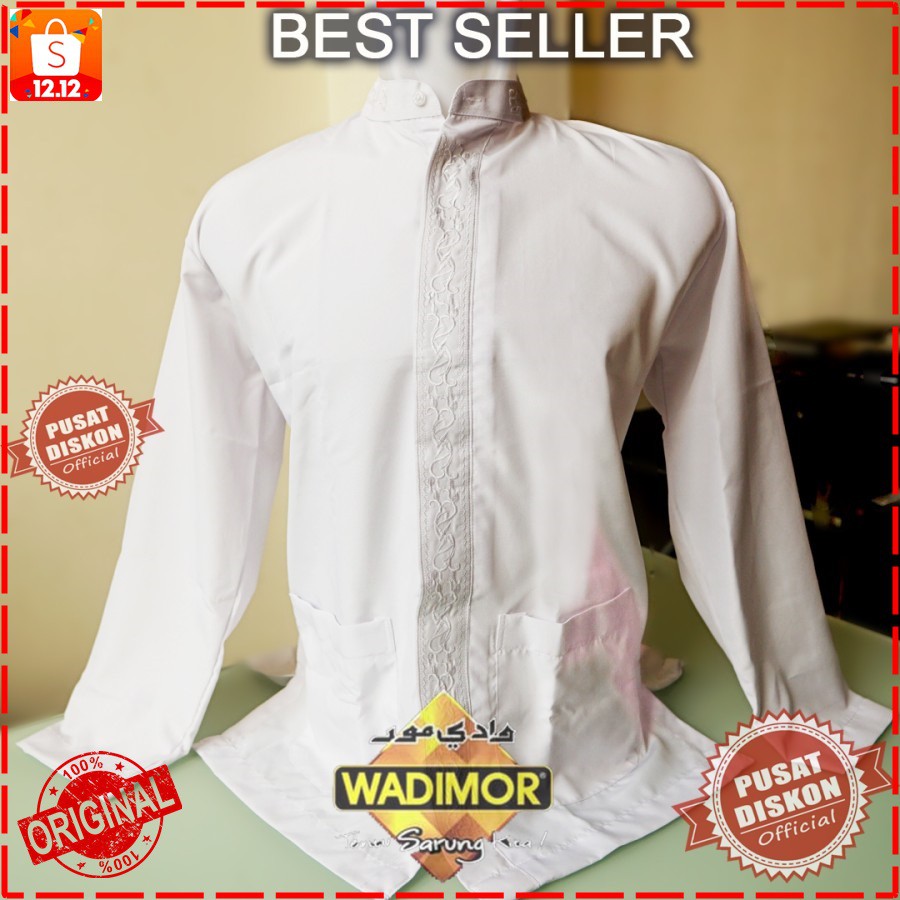 TERJAMIN Baju Koko Wadimor lengan panjang putih pria dewasa ORIGINAL atasan laki fashion muslim M-XL