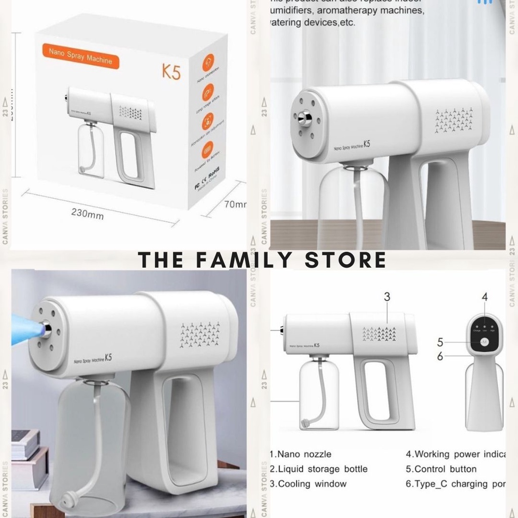 Nano Spray Machine K5 Wireless / Nano Spray Gun Disinfektan K5 380ML