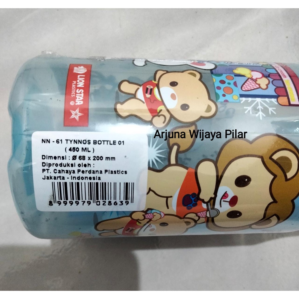 Botol Plastik Sedotan Tynnos Bottle 450ml NN-61 Lion Star Tempat Minum Air Putih Botol Susu Balita +Bubblewrap