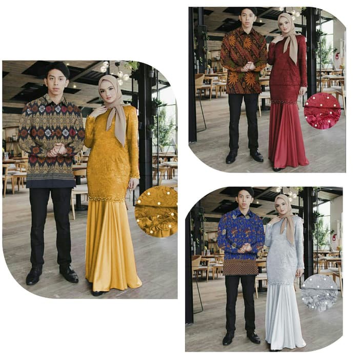r gamis batik couple HUMAIRAH PEARL cp brukat " baju pasangan muslim