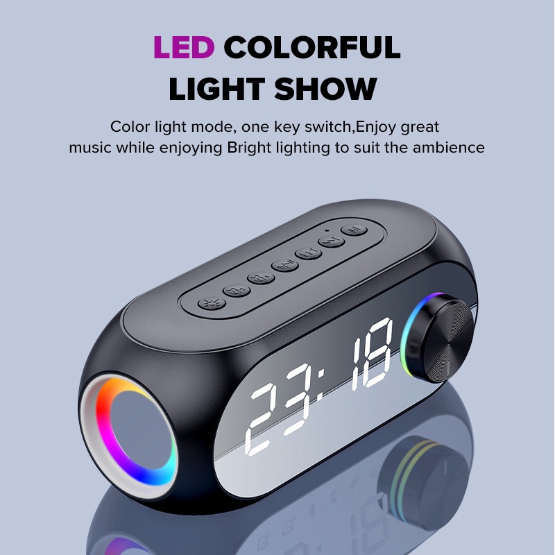 2022 NEW S8 Wireless Bluetooth Speaker Super Bass Stereo HIFI Audio Subwoofer Alarm Clock Speaker Smart Bluetooth Speaker