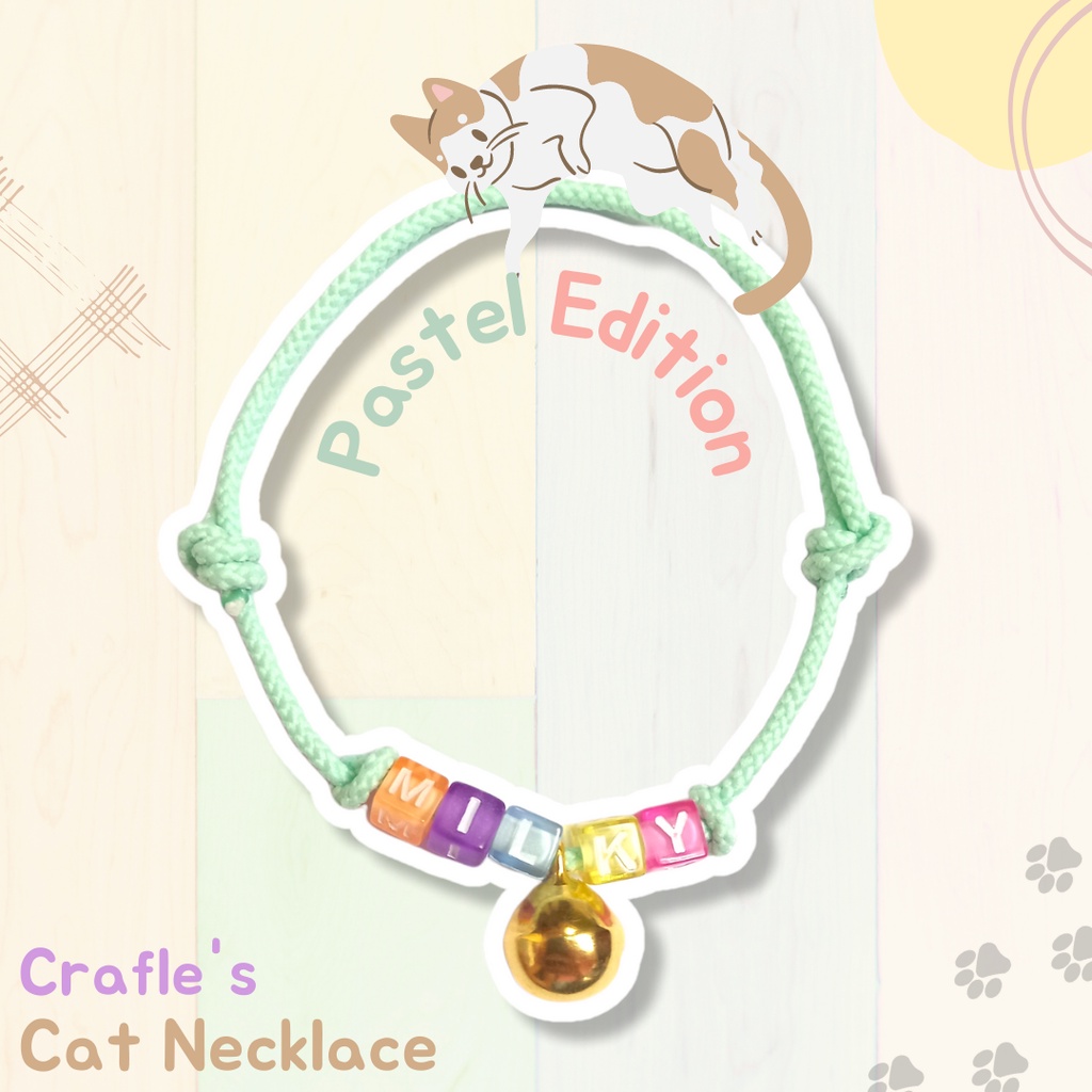 KALUNG KUCING CUSTOM NAMA | CRAFLE'S CAT NECKLACE PASTEL EDITION