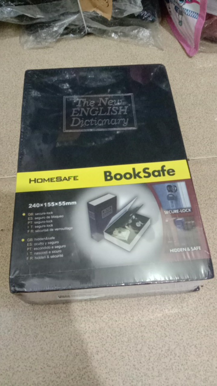 Brankas Mini Model Buku Kamus - Security Dictionary Cash Jewelry Key Lock Book Storage L Size Black