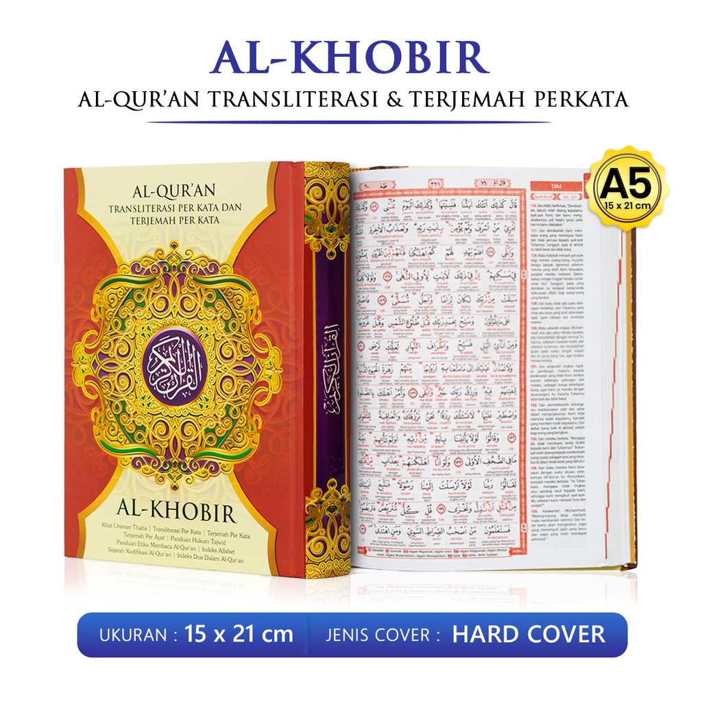Al Quran Terjemah Tajwid Al Khobir A5 Quran Kertas HVS Alquran kecil Transliterasi Terjemah Per Kata Murah Best Seller-3