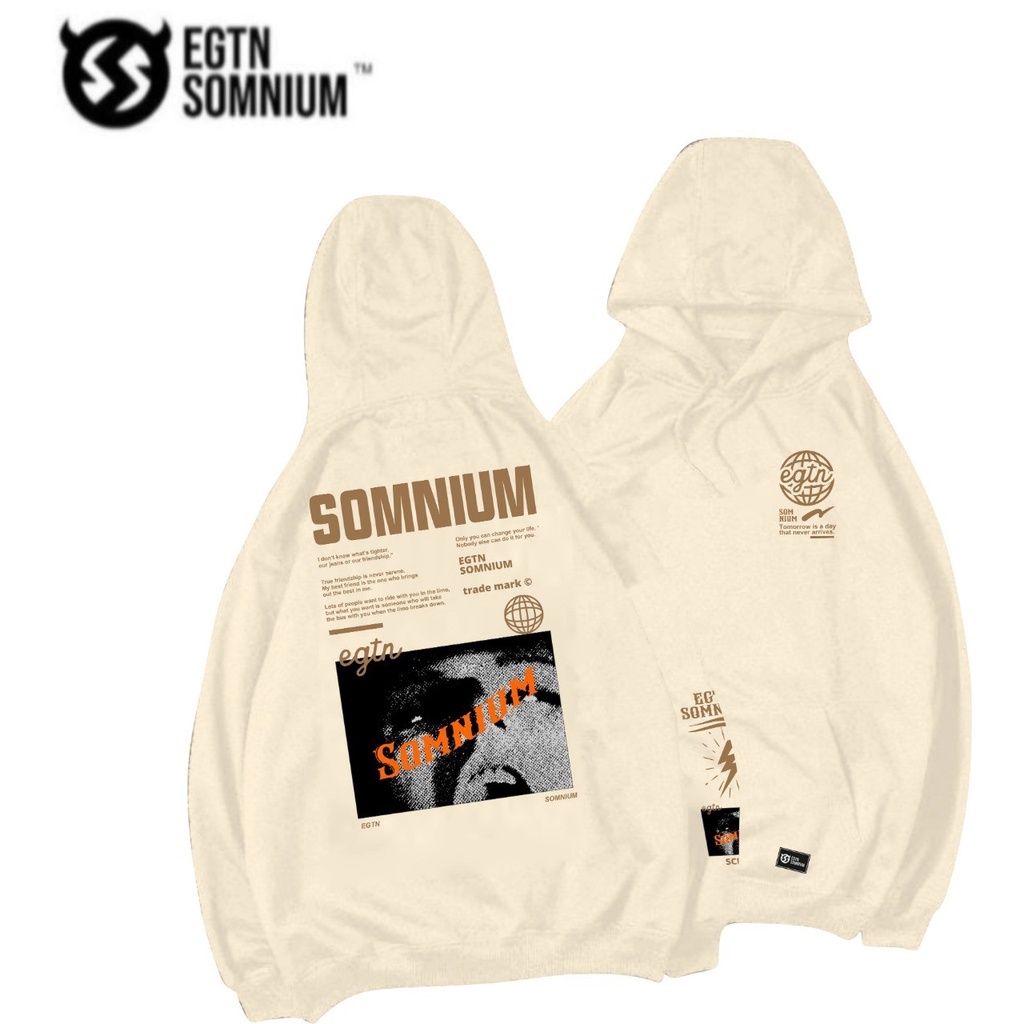 ( Diskon 46% ) hoodie cream Hoodie pria metal aesthetic font acak unisex original egtn somnium