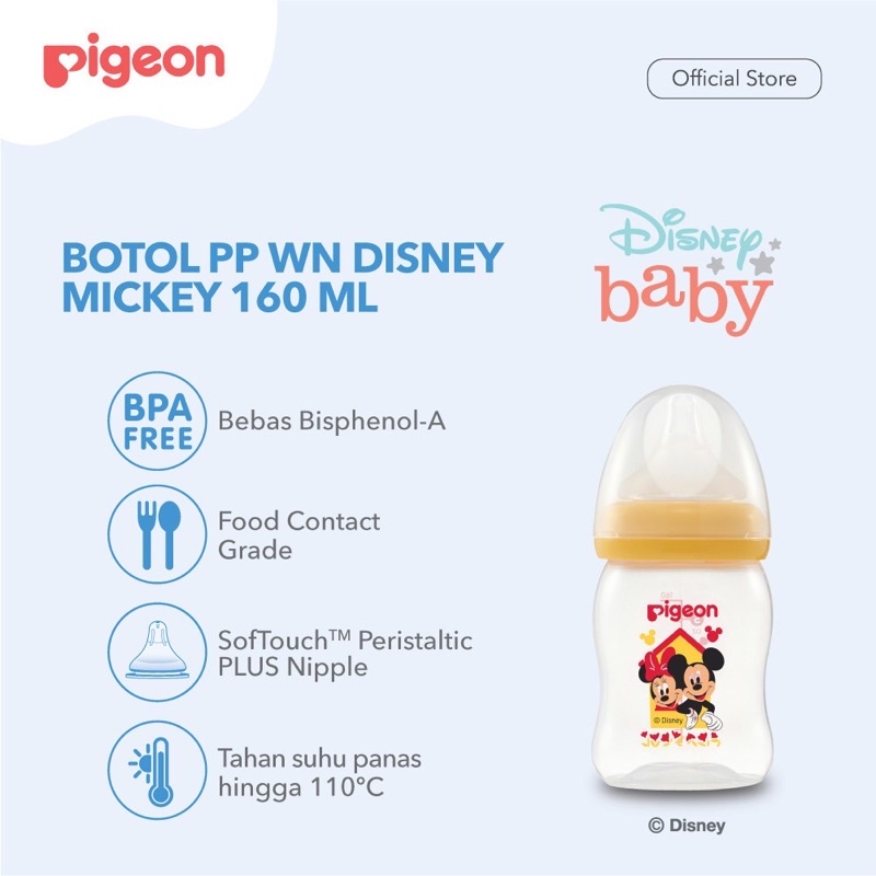 Pigeon Botol PP WN Disney 160ml / Pigeon Botol Susu Wideneck Wide Neck 160ml Micky Minnie