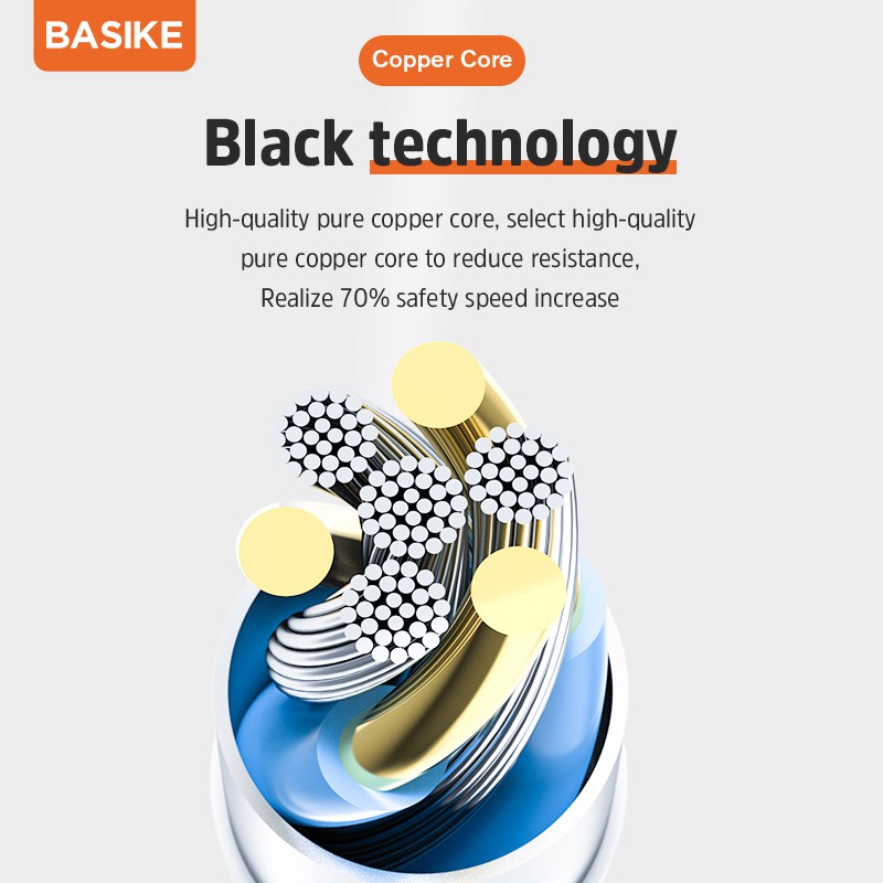 Kabel Data Fast Charging BASIKE Micro USB Cable Android Tangle-free Charger Xiaomi Samsung Vivo OPPO Mobile Cables Converters-7