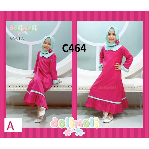 C464 Dolimoli Gamis Set Fuschia - GAMIS ANAK