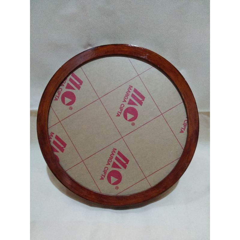 Pigora Mahar bulat D35 coklat frame Akrilik Triplek